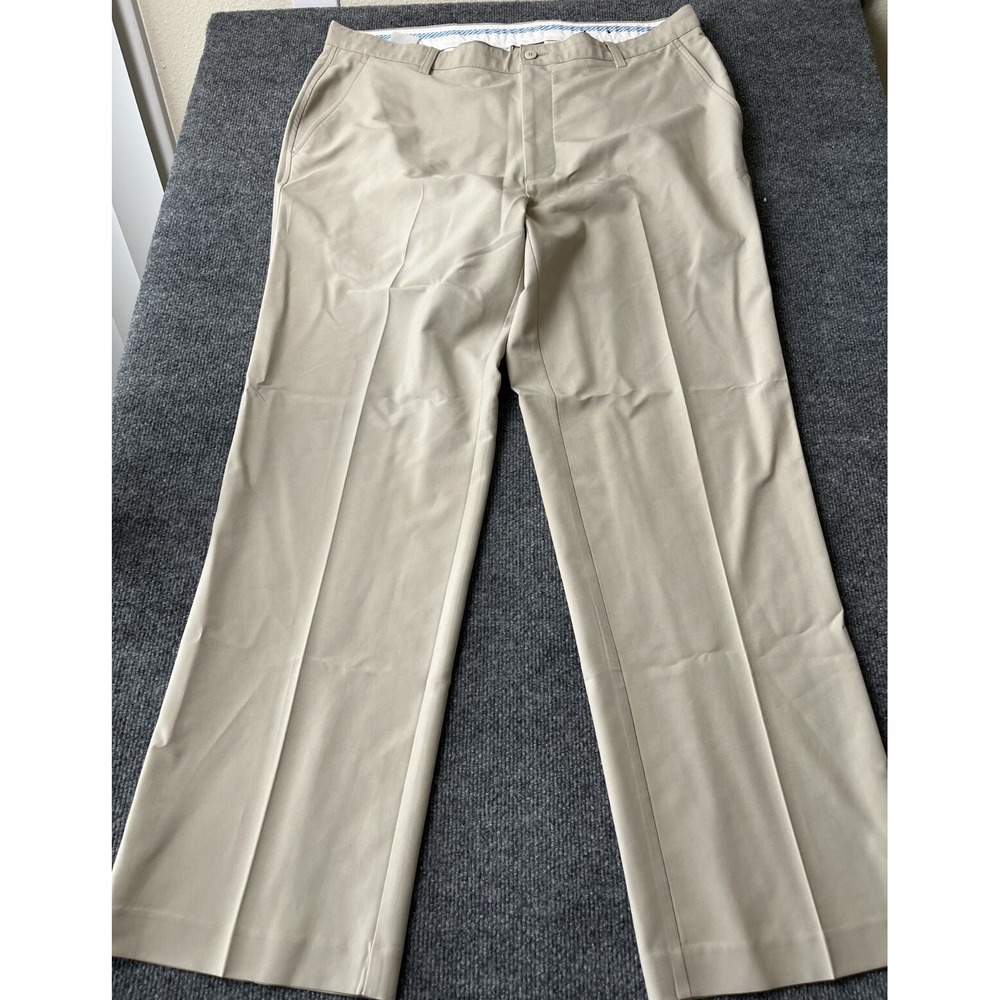 Footjoy Beige ‎ Strech Straight Leg Size 38X32 Flat Front Chino Pant